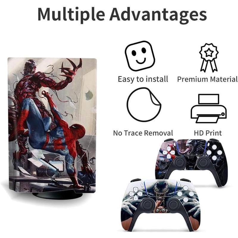 PS5  - Disc Edition Console and Controller Accessories Cover  PS5 Controller  Gift ps5  for Console Full Set PS5  Spider Red and Gery