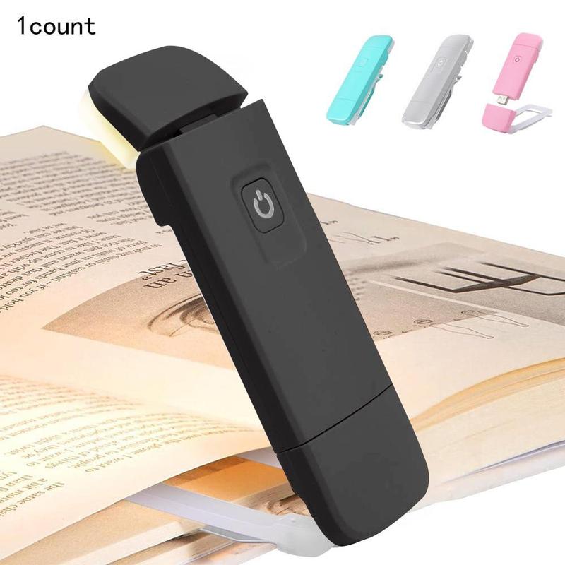 USB Rechargeable Book Light, Flexible Design, Brightness Adjustable LED Clip on Portable Bookmark Light for Reading in Bed, Car, Indoor Lighting