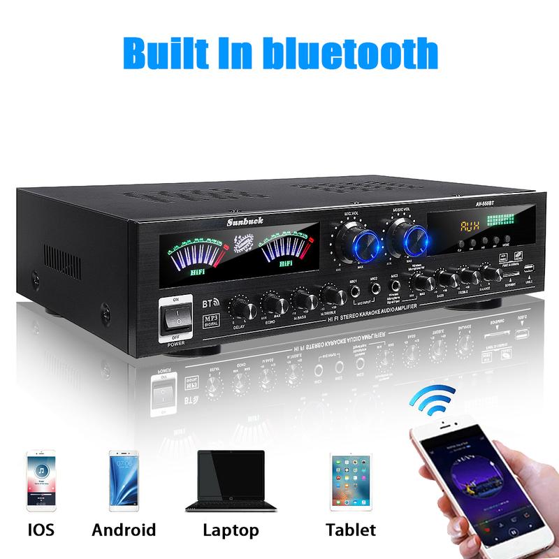 4000W Surround Sound Bluetooth Audio Power Amplifier Receiver for Stereo Theater System