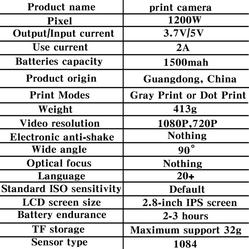 Instant Camera with 3 Print Paper, 2.8 Inch LCD Screen Digital Camera, Rechargeable 1080P Camera, Birthday Gift for Boys & Girls