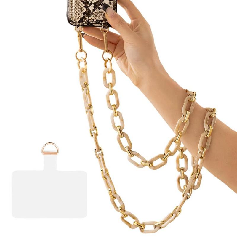 Fashion Chain Decor Phone Crossbody Chain, Universal Phone Chain Strap with Tether Patches, Universal Exquisite Phone Lanyard for Women & Girls