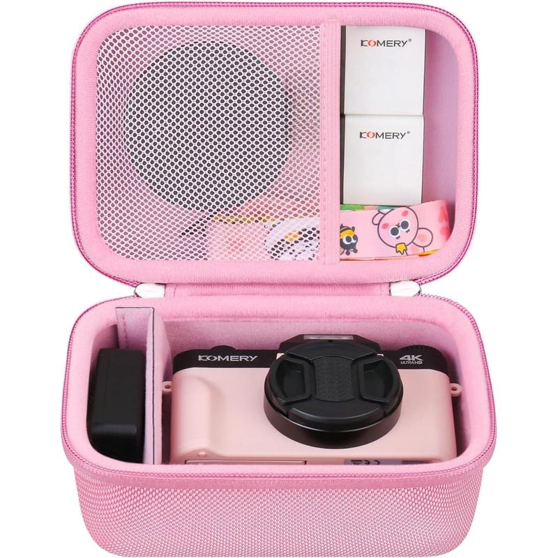 4K Digital Camera Carrying Case for Femivo VETEK IWEUKJLO VJIANGER WIKICO Saneen OIEXI 4K 48MP Vlogging Camera, Travel Compact Camera Storage Cover Bag Organizer Holder, Pink