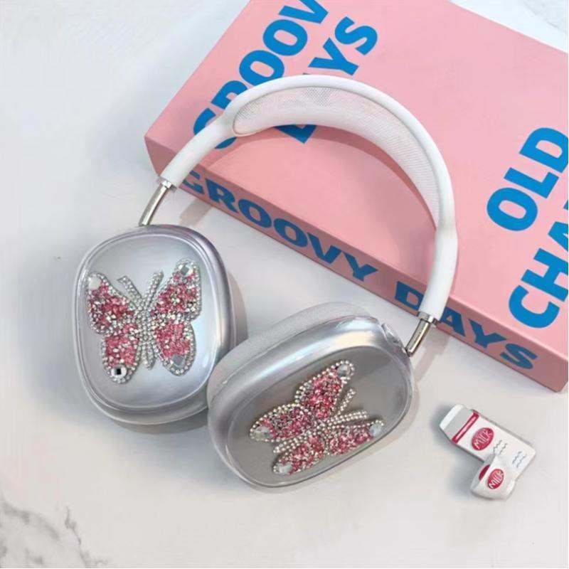 Cute Butterfly Design Headphone Case, Decorative Headphone Protector Cover, Fashionable Headphone Protective Case Compatible with Apple AirPods Max