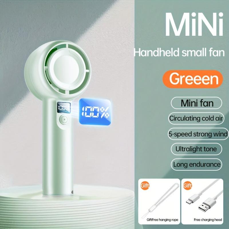 Portable Handheld Fan, Strong Winds Turbo Fan, Air Dust, Multi-speeds Adjustable, 1200mAh Battery Rechargeable, Digital Display, For Women Men Travel Camping Outdoo