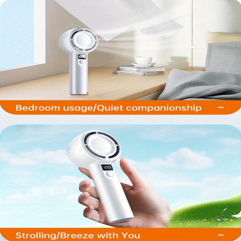 Portable Handheld Fan, Strong Winds Turbo Fan, Air Dust, Multi-speeds Adjustable, 1200mAh Battery Rechargeable, Digital Display, For Women Men Travel Camping Outdoo