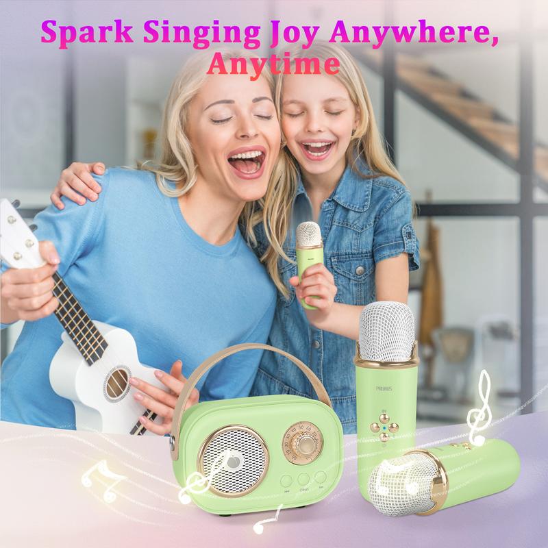 PRUNUS C20 Mini Karaoke Machine Portable Bluetooth Speaker with Wireless Microphone 6 Sound Modes for Kids Home Party Birthday Gifts for Girls Boys