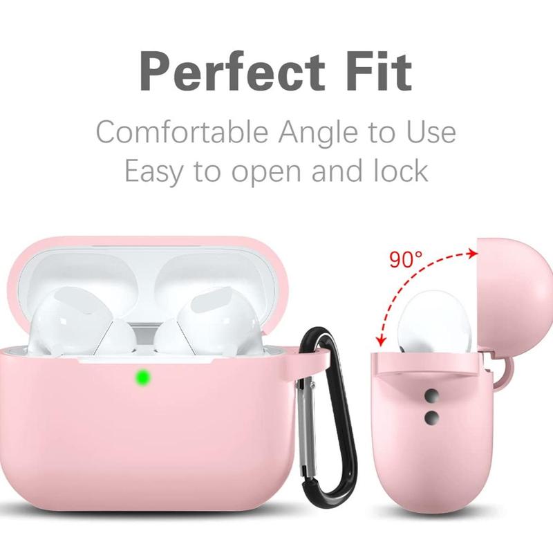 Portable Earphone Case with Keychain & Short Lanyard, Solid Color Soft Silicone Full Protect BT Earbuds Protector Case for AirPods Pro 2nd 1st Series