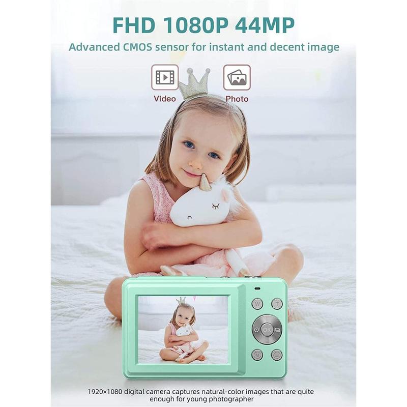 Digital Camera, FHD 1080P, Digital Point And Shoot, 44MP For Vlogging With Anti Shake 16X Zoom, Compact, Small For Boys Girls Teens Students Seniors