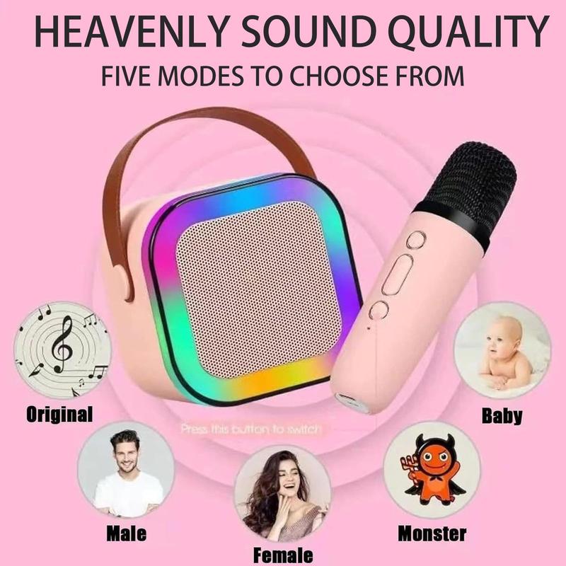 Portable Wireless Karaoke Speaker with Microphone, HIFI Stereo Sound Subwoofers, KTV Speaker Subwoofer with RGB Colorful LED Lights, Karaoke Machine Sound System for Outdoor Sports Travel, Audio Device, Room Accessories