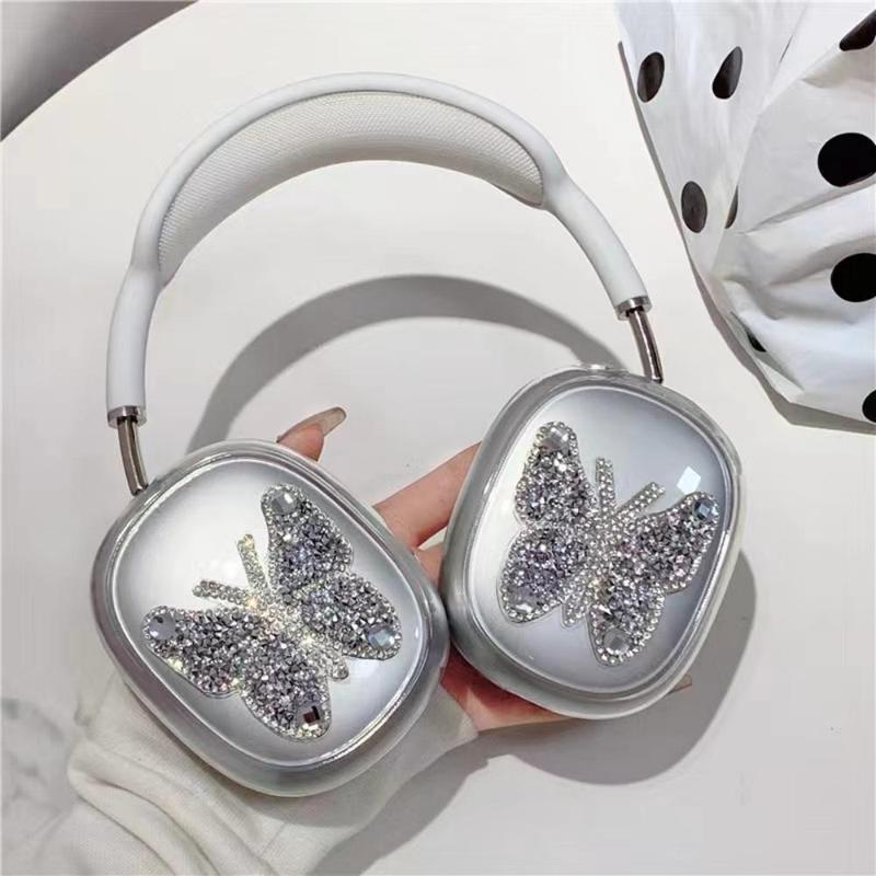 Cute Butterfly Design Headphone Case, Decorative Headphone Protector Cover, Fashionable Headphone Protective Case Compatible with Apple AirPods Max