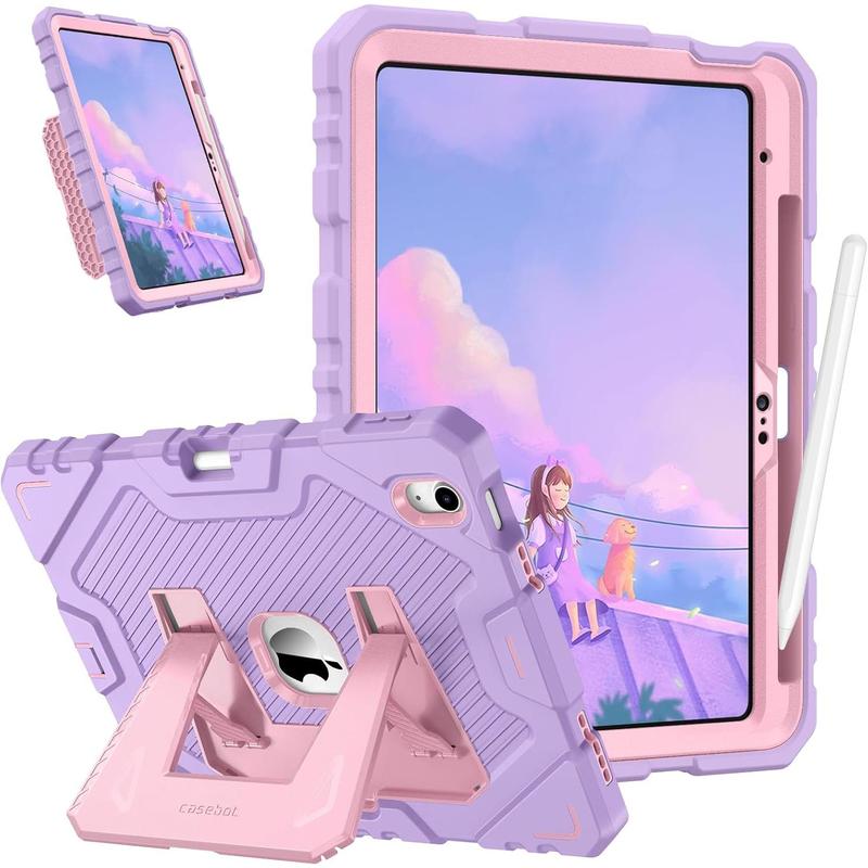 Kids Friendly Case for iPad 10th Generation 10.9 Inch Tablet (2022 Model), Fully-Body Rugged Heavy Duty Shockproof Protective Kiddie Case with Built-in Kickstand for Kids, Purple