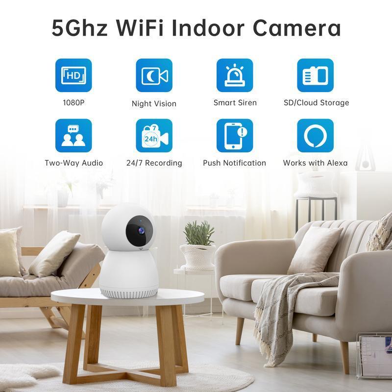 mini 2MP Home SecurityCamera,2 Way Talk, with Night Vision,Tracking for Human and Pet, Cloud & SD Card Storage, para battery power wifi Lens christmas