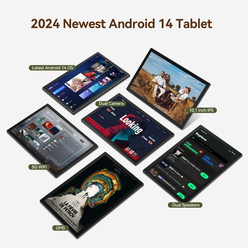 2024 Newest Tablet Android 14 Tablets 10 Inch, 128GB ROM+8GB RAM+512GB Expandable, Octa-Core Processor, 2 in 1 Tablet with Keyboard Case Mouse, 7000mAh Battery Tablet PC, 5G WiFi, Dual Camera, BT5.0 tablet on sale internet tablet