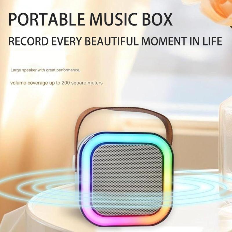 Portable Wireless Karaoke Speaker with Microphone, HIFI Stereo Sound Subwoofers, KTV Speaker Subwoofer with RGB Colorful LED Lights, Karaoke Machine Sound System for Outdoor Sports Travel, Audio Device, Room Accessories