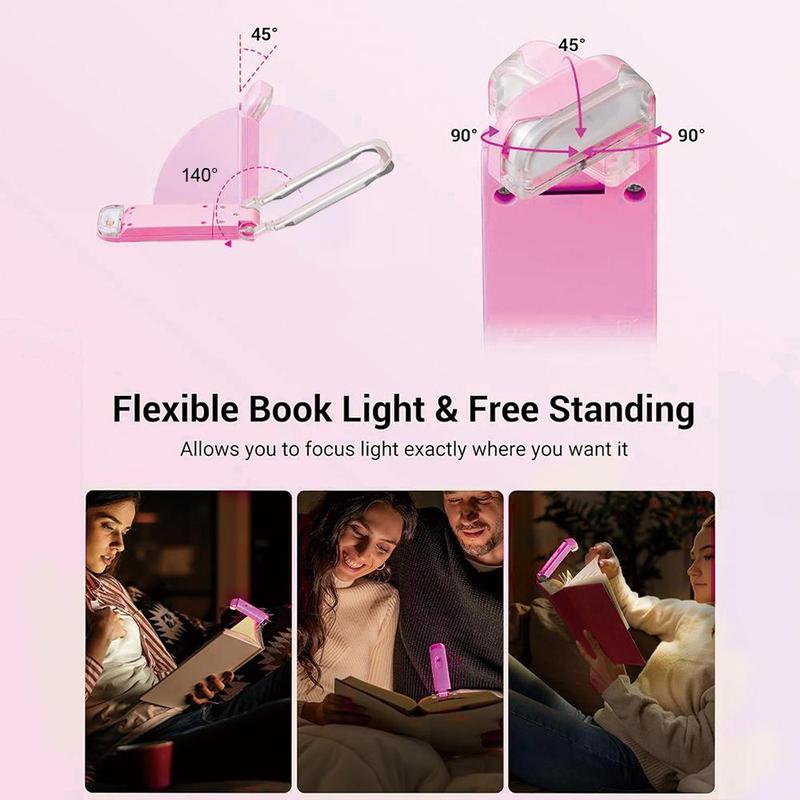 USB Rechargeable Book Light, Flexible Design, Brightness Adjustable LED Clip on Portable Bookmark Light for Reading in Bed, Car, Indoor Lighting