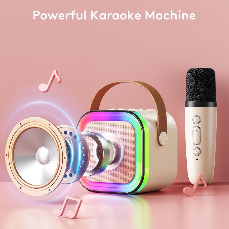 Portable Wireless Speaker with 2 Counts Microphone, USB Rechargeable Karaoke Speaker, Microphone Speaker, Wireless Bluetooth-compatible Speaker for Birthday Gift Family Gathering, Christmas Gift