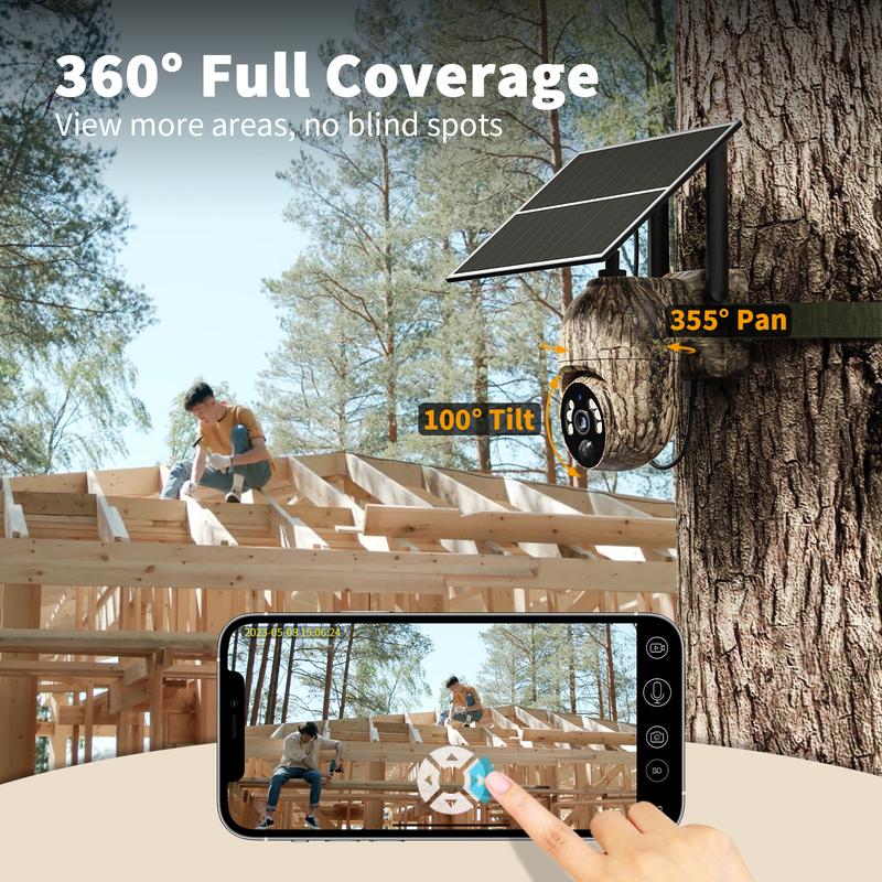 [Christmas Deal] 4G LTE Cellular Security Camera with Solar Panel,2K HD Video,360° View, UNLIMITED Data Plan, NOT SUPPORT WIFI, Built-in SIM Card