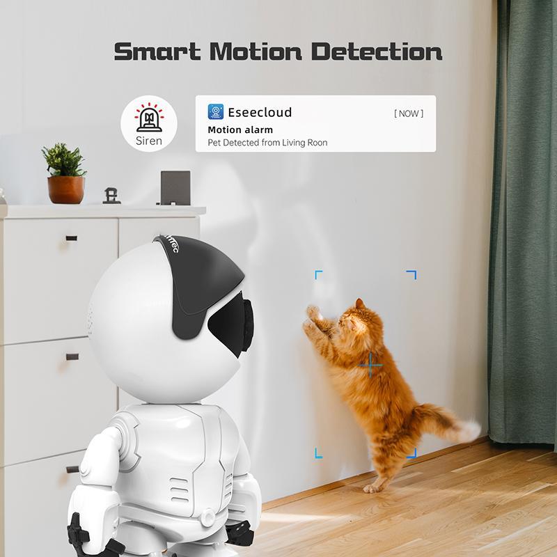 NoahTec Pet Home Security Camera 3 Megapixel with Motion Detection HD Intelligent Robot Camera, Two-Way Voice Auto Tracking Function Monitoring Sd