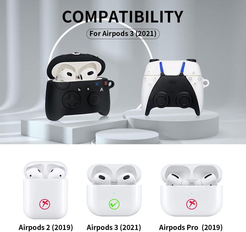 [2Pack] Case for Airpods 3 Case Game Controller Design, Cute Cool Airpod 3 Case Cover, Funny Stylish Protective Skin Airpods 3 Accessories for Airpods 3rd Gen Silicone Case for Kids Boys Girls Teen