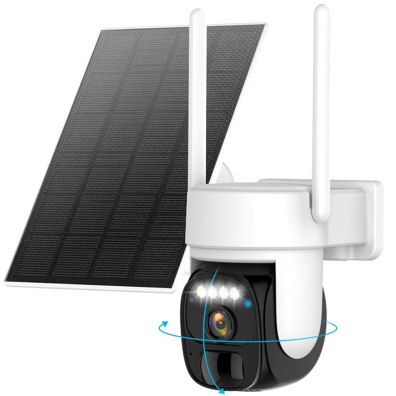 Solar Outdoor Wireless Surveillance Camera, 2K 360° Panoramic Tilt Low-Power WiFi Surveillance Camera, CCTV 2.4G WiFi, AI motion detection PTZ, color night vision, two-way audio,  cctvcamera wireless securitycamera Installation Waterproof