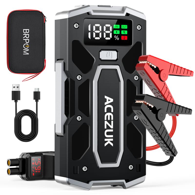 8000A Peak Jump Starter （10.0 Gas 8.0L Diese)   Multi-Function Car Backup Battery Jump Starter with Jump Box, Light, and USB Port. Jump Starter