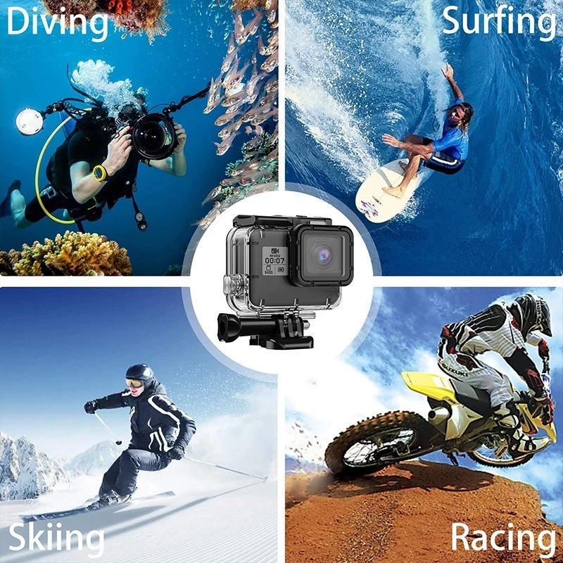 Waterproof Case with Mount & Thumbscrew for GoPro 7 6 5, Clear Waterproof Case with Lanyard & Clip, Camera Accessories for Outdoor Sports