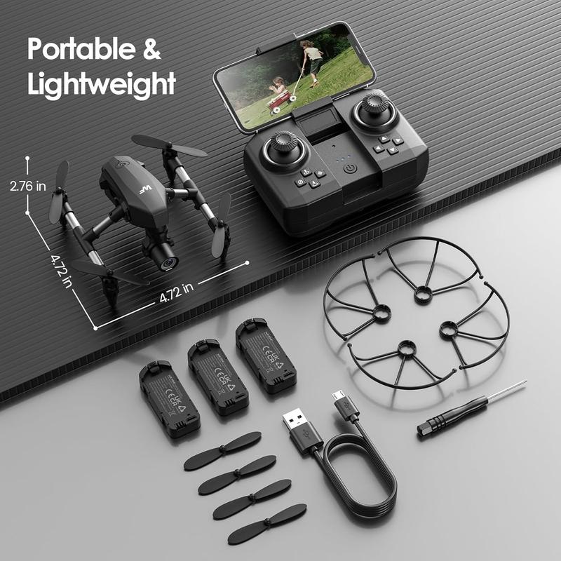 WF10 RC Drone with Camera 1080P, Mini FPV Drones Remote Control Quadcopter for Beginners with 3 Batteries Accessories Portable Rechargeable