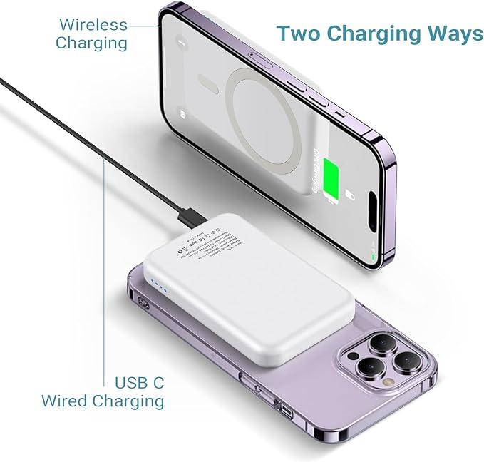 15W PD Fast Charging Magnetic Charger for iPhone Fast Charging External Battery Ultra Lightweight and Thin Charger Chargeable Wireless