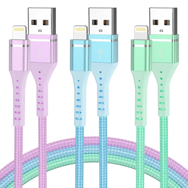 Nylon Braided Design Charging Cable [Apple MFi certified], 1 Count 3FT 6FT Fast Charging Data Cable Compatible with iPhone 14 13 12 11 XS XR X 8 7 iPad iPod AirPods, Phone Charger Cord, Phone Accessories