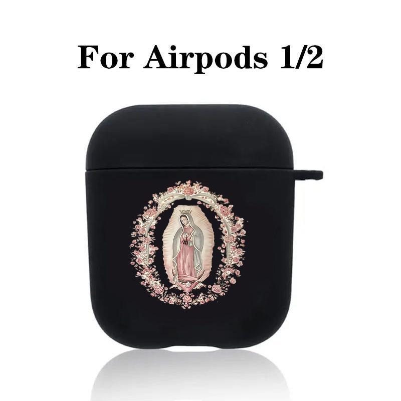 Elegant Religious Icon Design Earphone Case with Hiking Buckle, Shockproof & Anti-fall TPU Earphone Cover for AirPods 1 2, 3, Pro, Pro 2, Gift for Friend