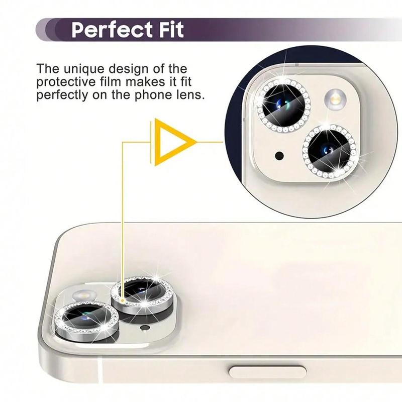 Phone Lens Protector Film, Ring Protective Lens Film, Mobile Phone Accessories Compatible with iPhone 11 12 13 14 15 Pro Max