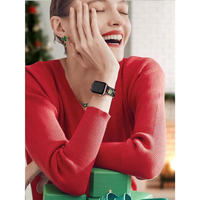 Watbro Christmas Watch Band Compatible with Apple Watch 38mm 40mm 41mm 42mm 44mm 45mm 49mm Women Men,Soft Silicone Cute Sport Strap Design for Apple Watch Ultra iWatch Series 8 7 6 5 4 3 2 1 SE Band Accessories Wearable Accessories Wearable