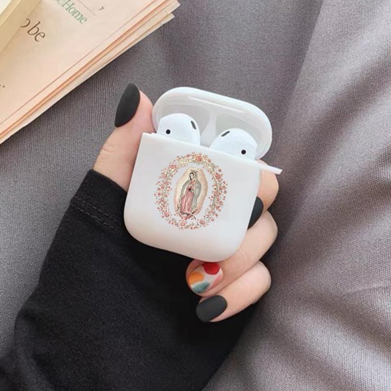 Elegant Religious Icon Design Earphone Case with Hiking Buckle, Shockproof & Anti-fall TPU Earphone Cover for AirPods 1 2, 3, Pro, Pro 2, Gift for Friend