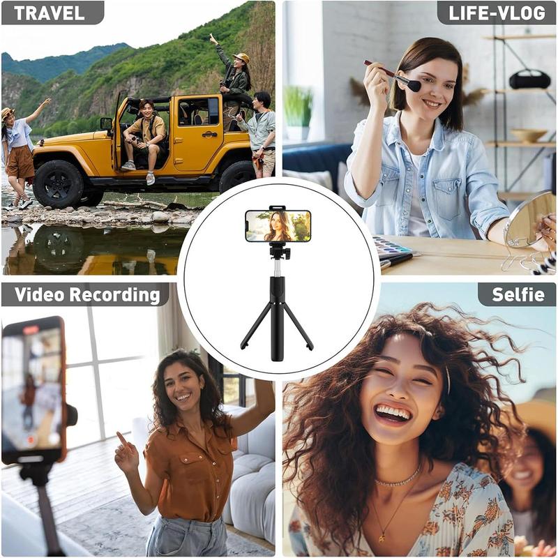 Portable Selfie Stick, 360-Degree Rotatable Phone Holder, Handheld Selfie Stick, Mobile Phone Accessories for Live Streaming, Vlogging, Travel