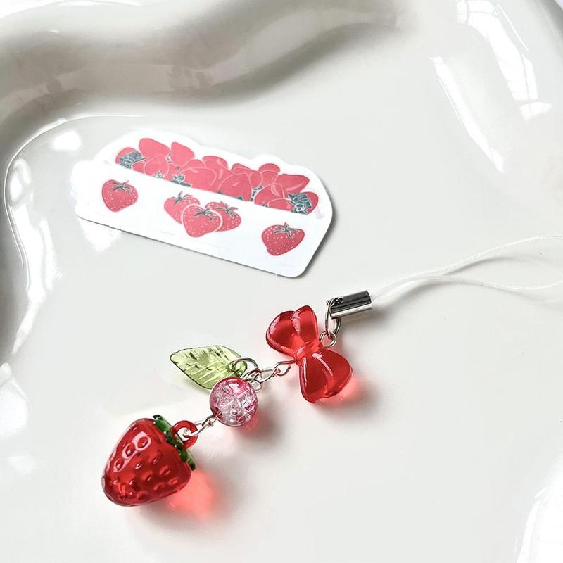 Cute Cherry & Strawberry Design Phone Chain, 1 Count Cute Short Phone Lanyard, Phone Strap for Women & Girls, Fashion Phone Accessories