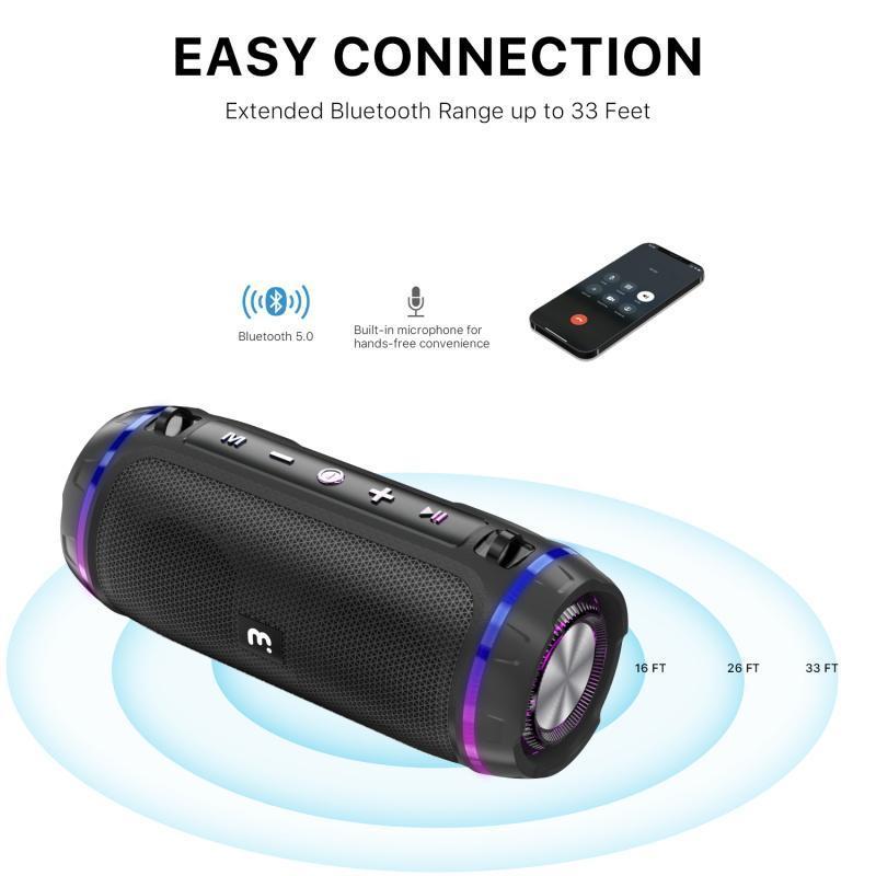 VibeBuddy Speaker RGB Protable Speaker with Strap Wireless Bluetooth Speaker for Camping, Travel, Party and More