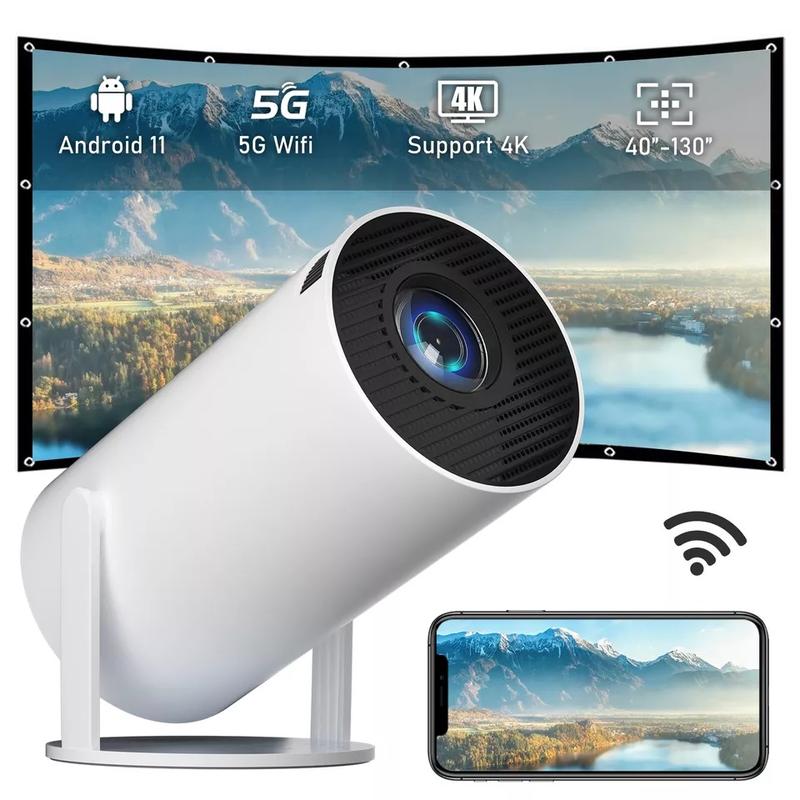 Gimbal 3 Mini Smart Projector with Android 11, 4K 720P Portable Projector with WiFi&BT, Auto Keystone Correction, 130