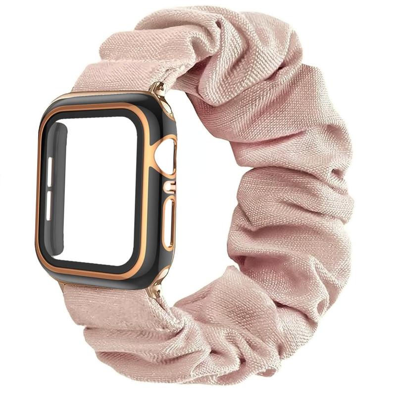 Scrunchie Design Watch Band, Elastic No Buckles Design Watch Band for Women, Fashion Replaceable Watch Band Compatible with iWatch Series 8 7 6 5 4 3 2 1 SE