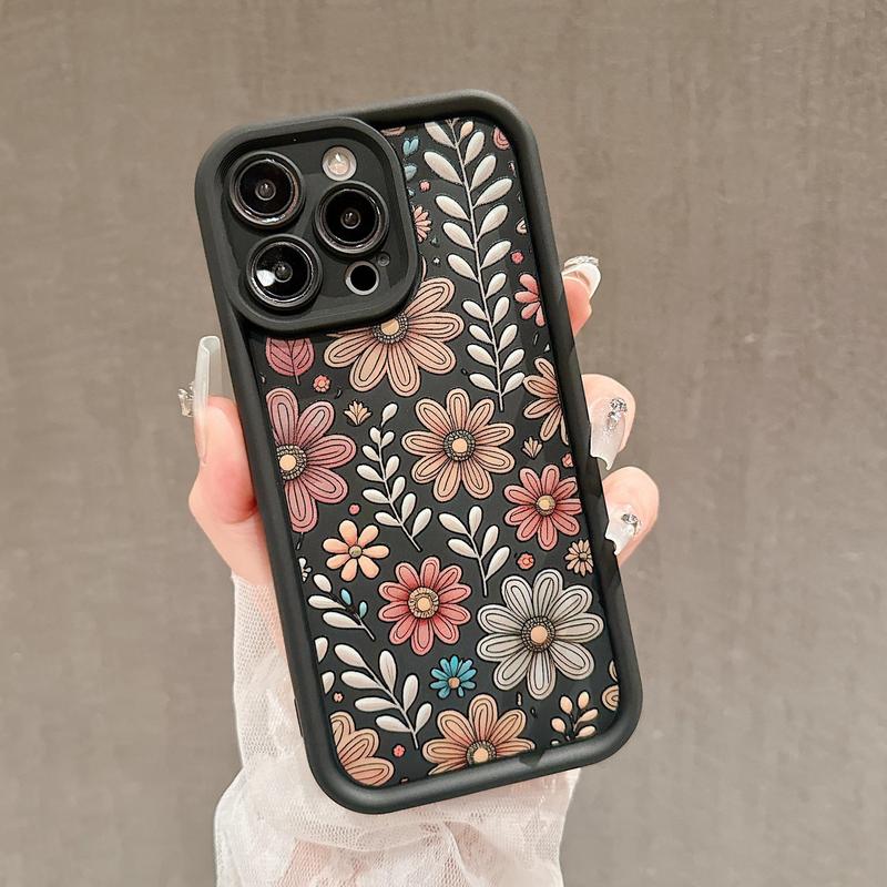 Floral Pattern Phone Case, Anti-drop Cellphone Protective Case, Total Protective Shockproof Mobile Phone Cover for iPhone