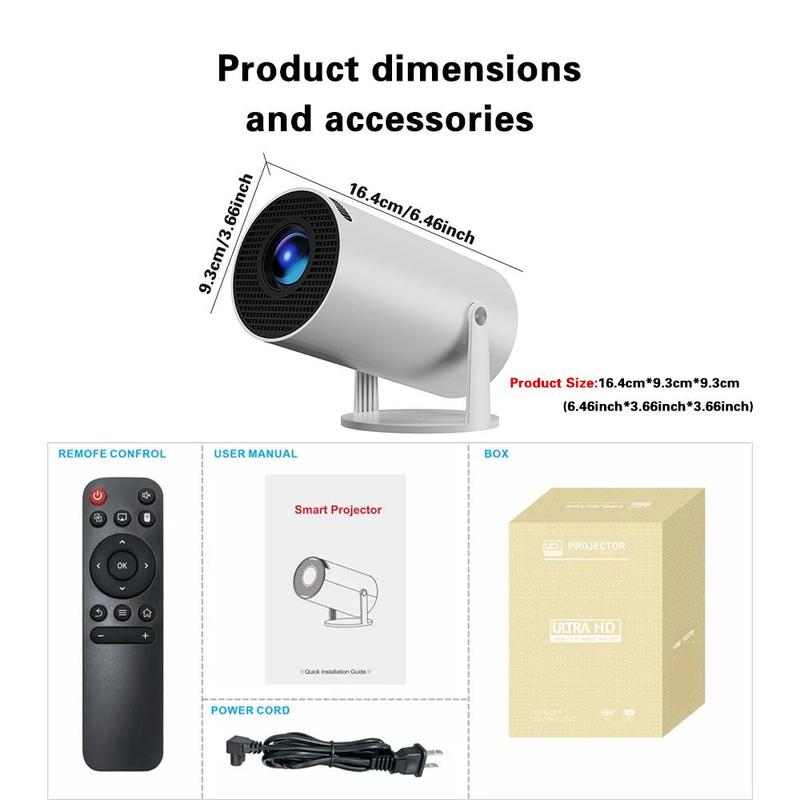 Portable 180 Degree Flip Mini Projector, 720P 200 ANSI Smart Projector with 2.4 5G WiFi, BT 5.0 Home Outdoor Projector (without HDMI Interface)