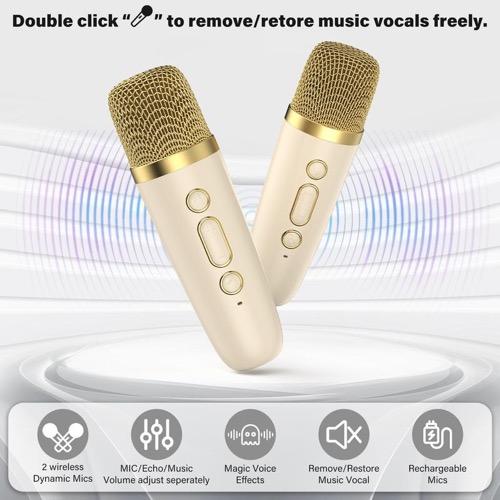 2 Wireless Microphones with Mini Karaoke Machine for Kids Adults,Portable Bluetooth Speaker, 2 Wireless Microphones with Fun Voice Changing Function-Toys for 5 6 7 8 9 10 Year Old Girl Boys Birthday Gifts Ideas,2024 christmasa ornament