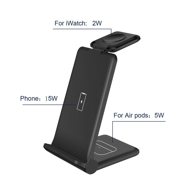 FDGAO 3 in 1 Fast Wireless Charger Station for iPhone, Foldable Travel Charger Stand Pad for iPhone 16 15 14 13 12 Pro Max,Apple Watch ,Airpods