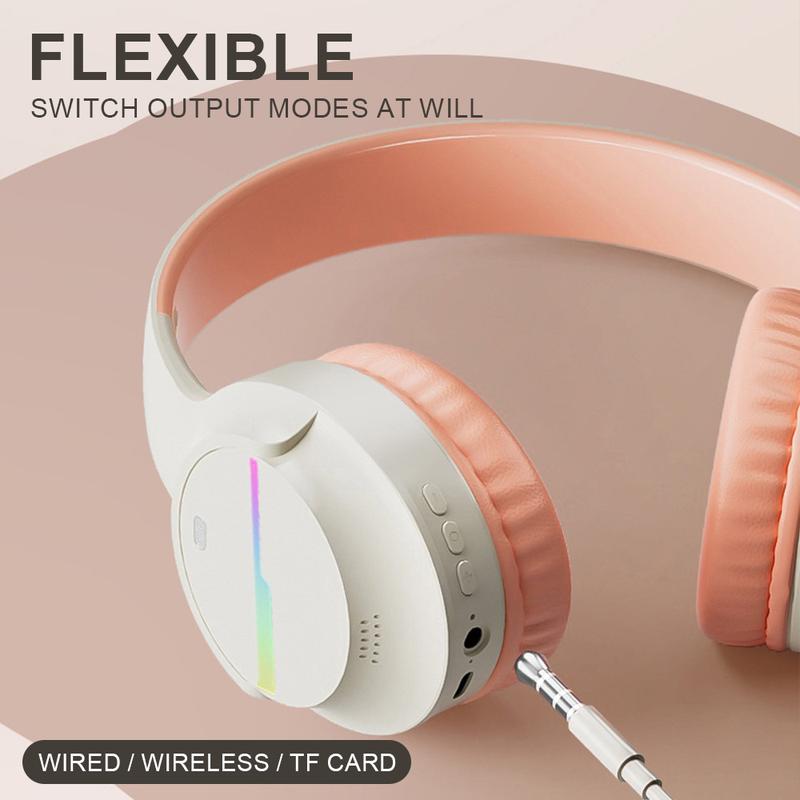 Wireless Headphones for Fall, Bluetooth Headphones with Colorful LED Lights, Kids Foldable Over Ear Headphones with Built-in Microphone, 60H Playtime