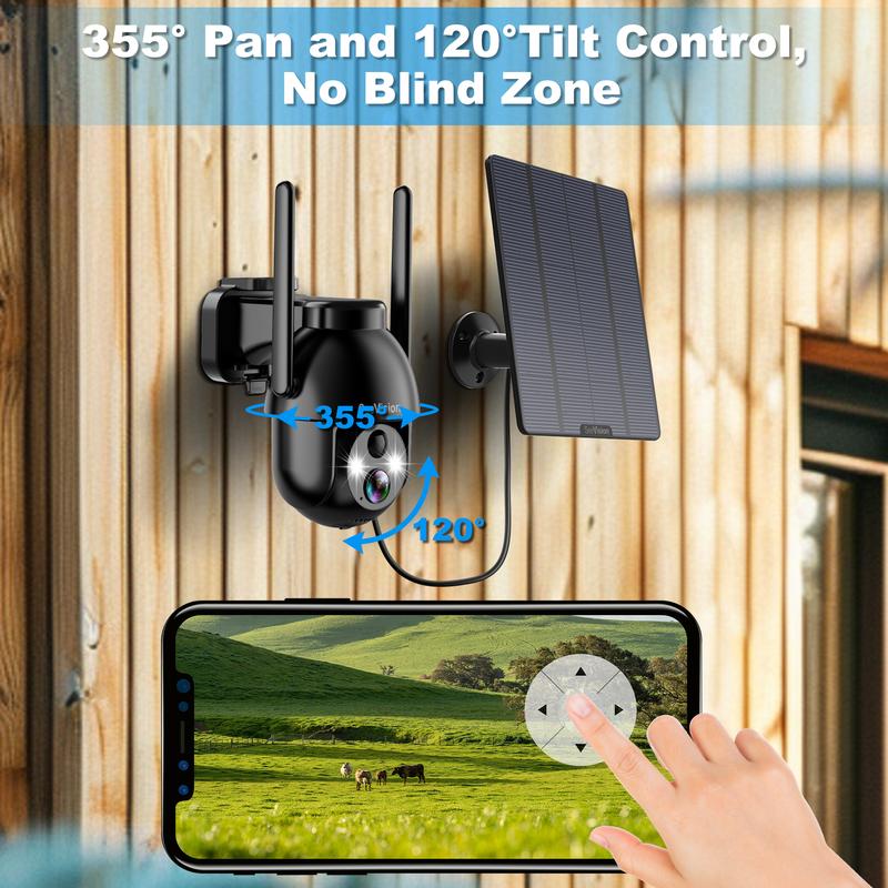 SeeVison 4G LTE Cellular Solar Security Cameras Wireless Outdoor, Solar Powered 3MP Camera 2K Security Camera for No WiFi, PIR Motion Detection,Siren,Color Night Vision, SD Cloud Storage (SIM Card Included)