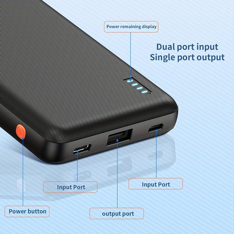 10000MAh Portable Mobile Power Pack, with LED Power Display, Outdoor Emergency Backup Battery Pack, USB Type-C Micro Interface, Suitable for iPhone,Android and Other Mobile Phones, USB-A Output Compatible with Mobile Digital Electronic Devices