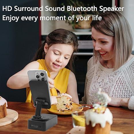 3 in 1 Wireless Speaker Audio With Power Bank, 360° Rotation LED Mount for Phones & Tablet, Portable Bluetooth Speaker for Home Outdoors Travel Party