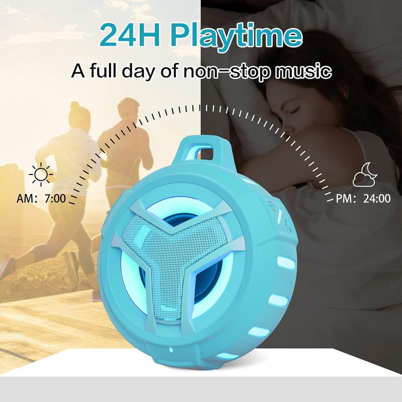 Waterproof Bluetooth Shower Speaker, IPX7 Floating Portable Wireless 24H Playtime with RGB Light Audio Compact Audio Compact