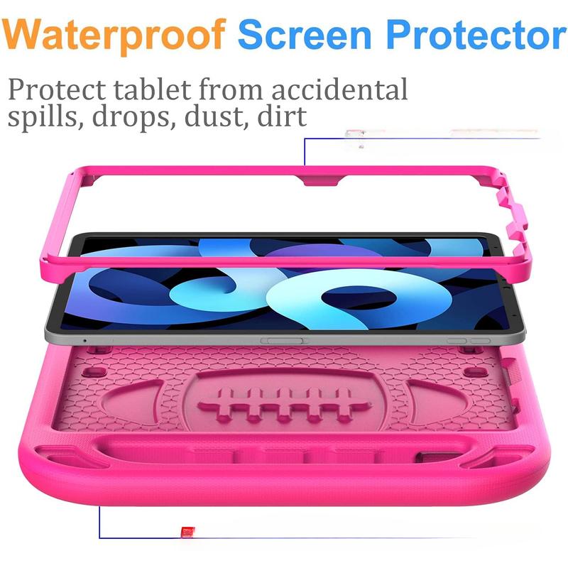 Case,Built in Screen Protector, Shockproof Handle Stand Case 10.9”, Rose Accessories Computer