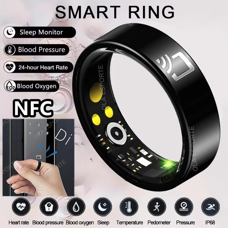 Smart Ring NFC Ring Health Fitness Tracker Ceramic Health Ring 2025 Sleep Tracking Heart Rate Blood Pressure with Charging Case Wearable Android