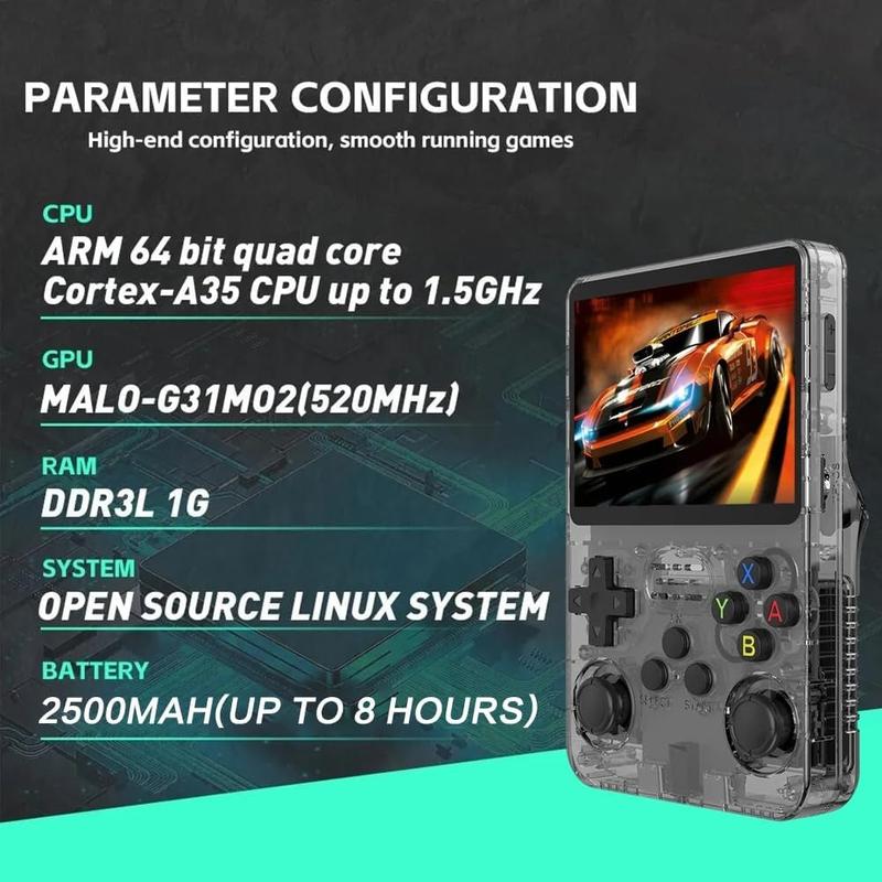 R36S Retro Video Handheld Game Console Linux System 3.5 in IPS Screen Built in 2500mAH Battery 32G+64G TF Card Preinstalled Gamess